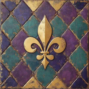 10" x 10" Mardi Gras Tile with Fleur De Lis Sign TTE-119