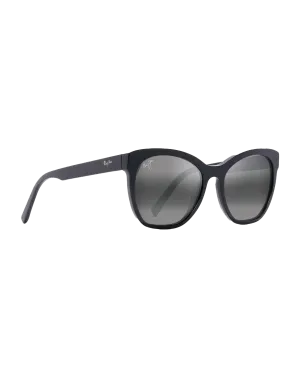 Alulu Polarised Cat Eye Sunglasses in Gloss Black & Neutral Grey