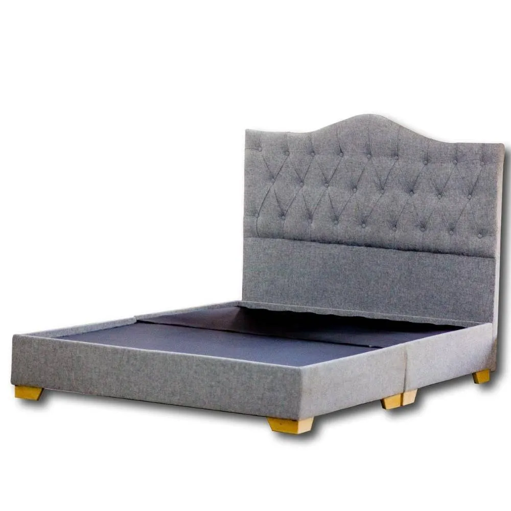 Base Cama  X 120   Espaldar Escandinavo X 120 En Tela Tela Gris