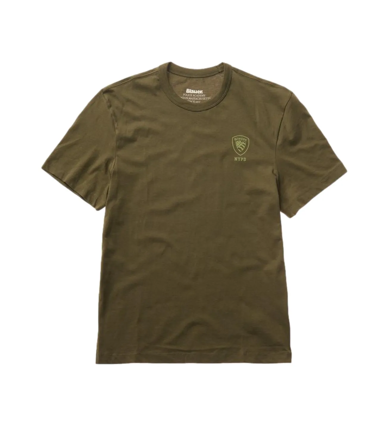 Blauer t-shirt verde siepe