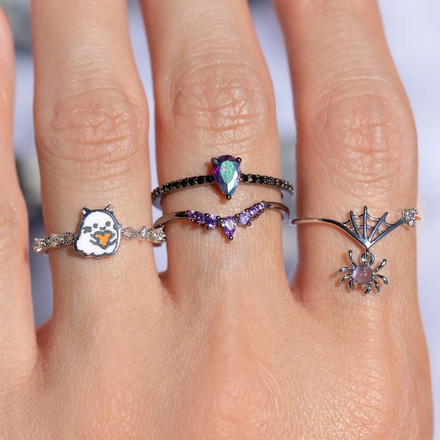 Boo Kitty Adjustable Ring