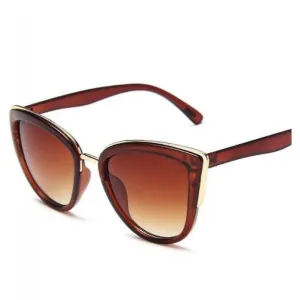 Brown Women Sexy Retro Small Cat Eye Sunglasses