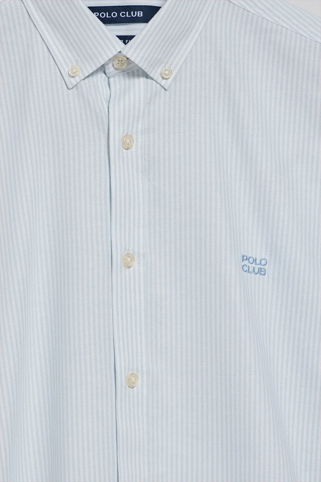 Camisa oxford de raya yale azul claro con logo bordado Polo Club