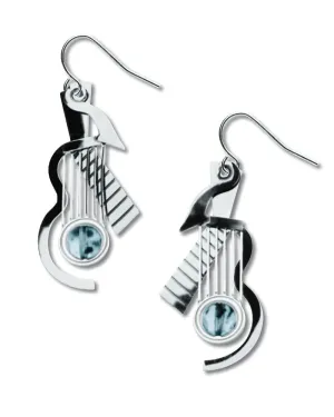 Cubist Guitar Pale Blue Glass Bead Earrings