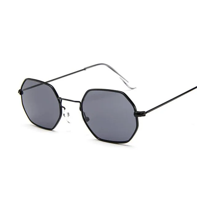 Fashion Sunglasses Women Brand Designer Small Frame Polygon Clear Lens Sunglasses Men Vintage Sun Glasses Hexagon Metal Frame