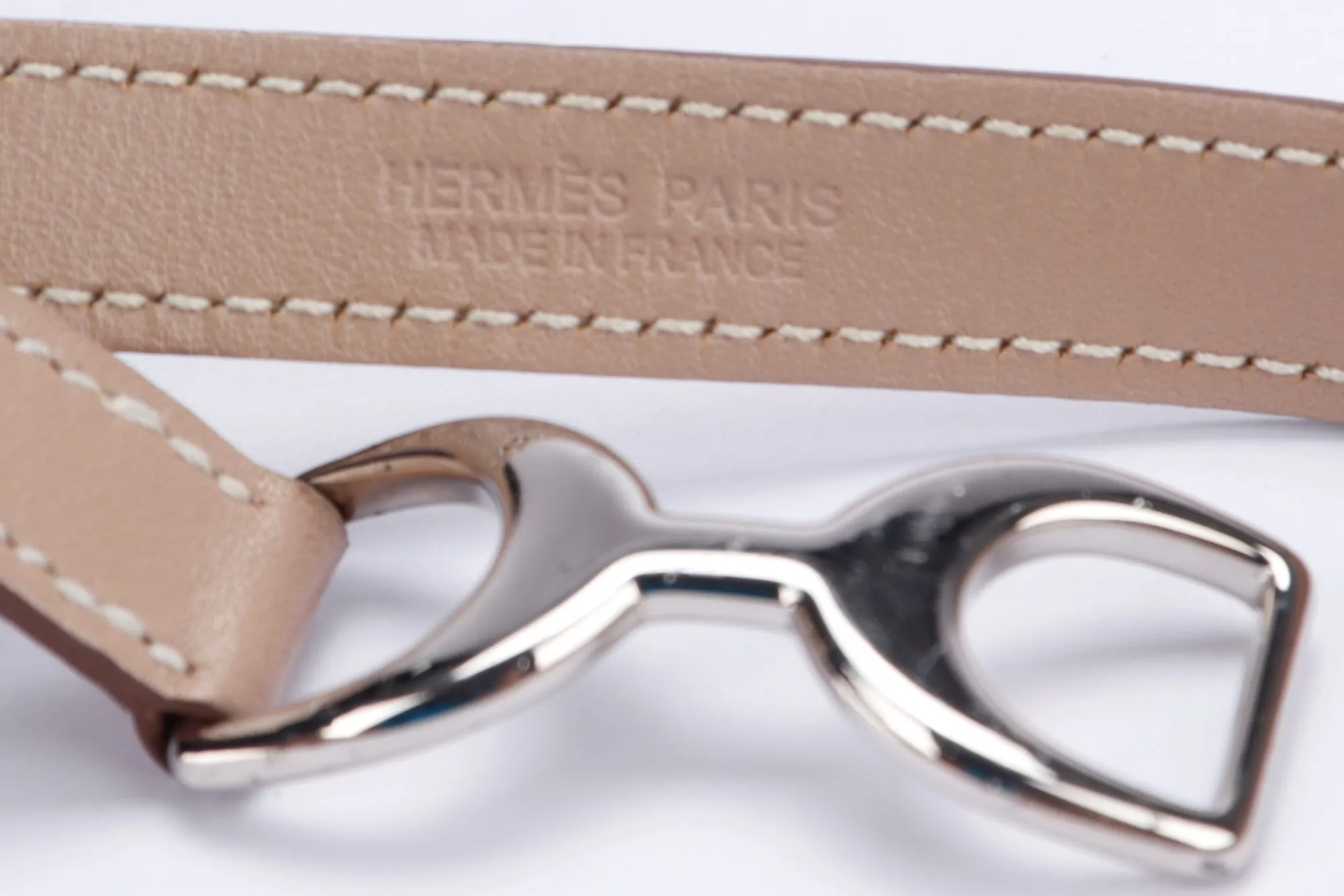 Hermes Double Tour Paddle Bracelet, Gris T Color, Silver Hardware, no Dust Cover & Box