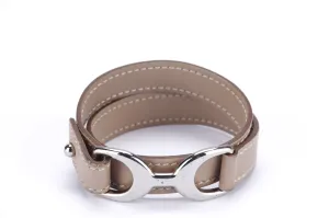 Hermes Double Tour Paddle Bracelet, Gris T Color, Silver Hardware, no Dust Cover & Box