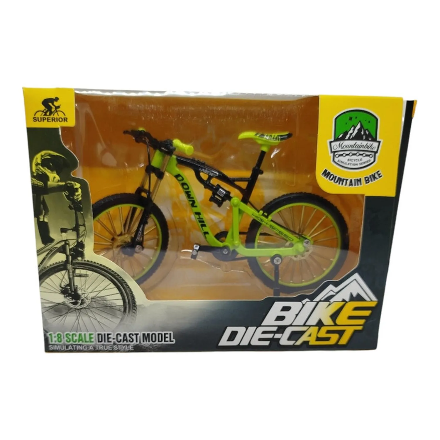 Jada Toys Vehículo Bicicleta Verde Llanta Negra Rin Dorado Escala 1:8 Mountain Bike