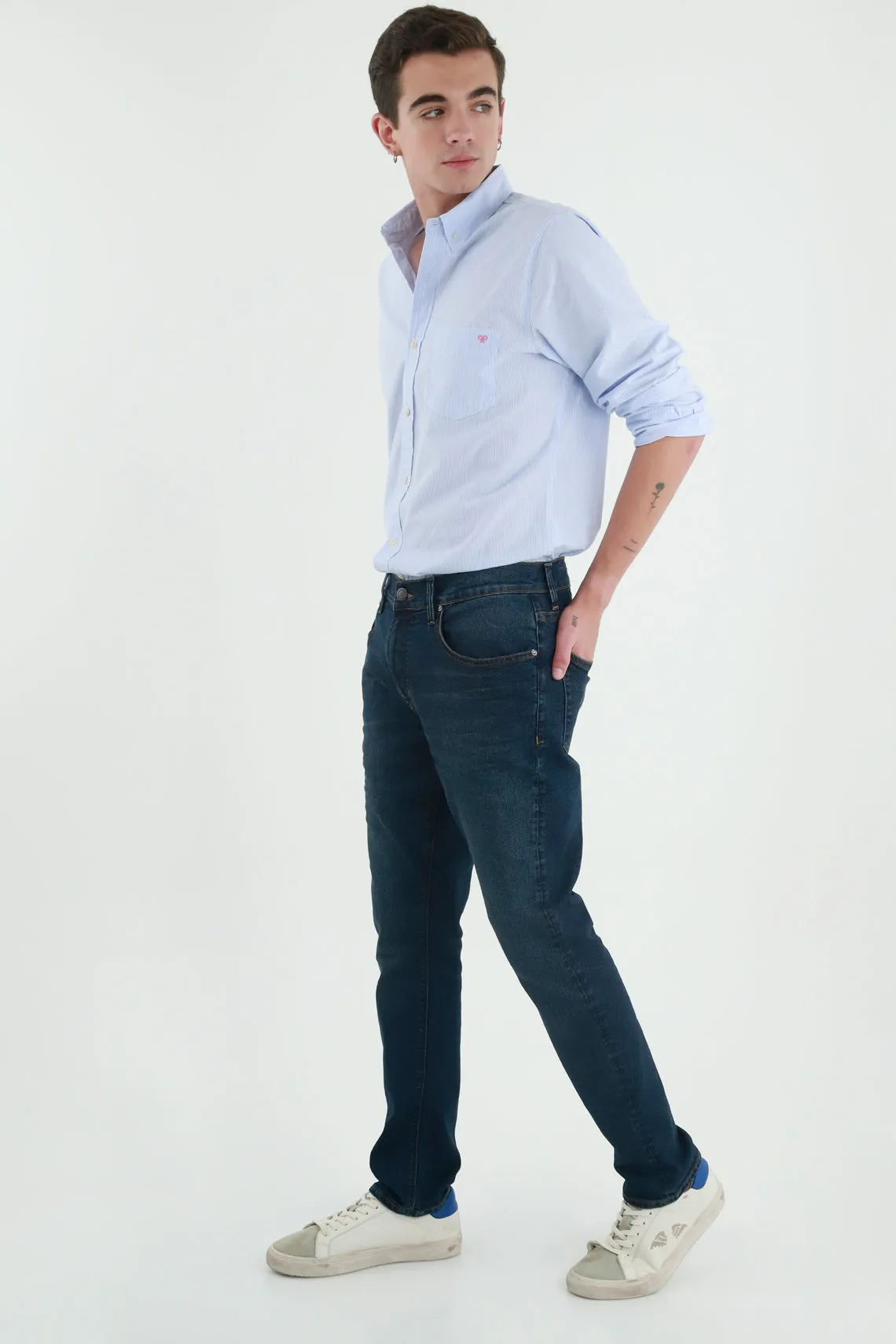 Jean Nudy azul cinco bolsillos para hombre