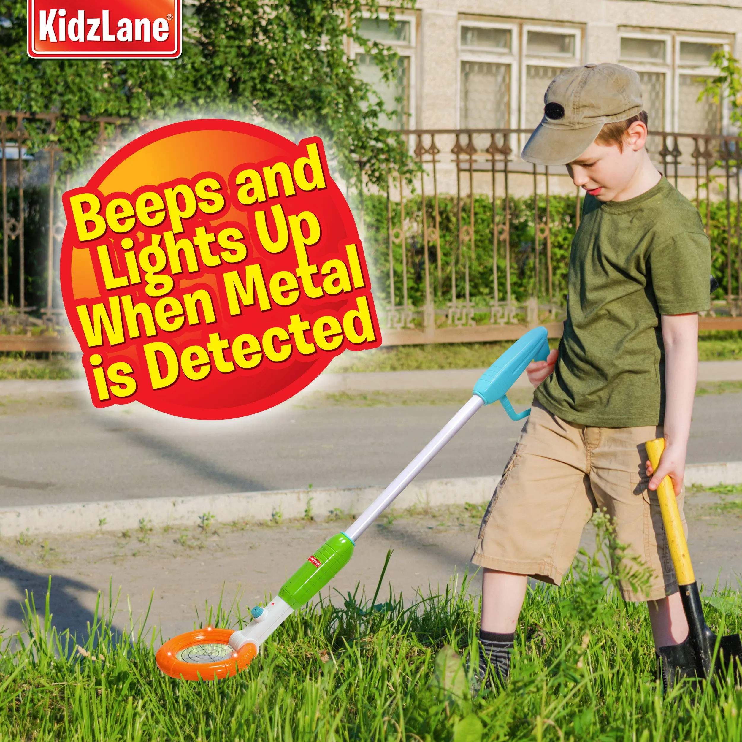 KidzLane Kids Metal Detector Wand (2-in-1) Handheld or Full-Size Handle | Junior Design