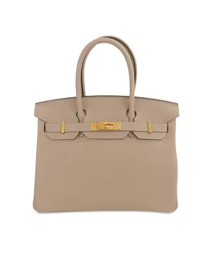 Leather Birkin with Rolled Handles and Turn Lock Closure