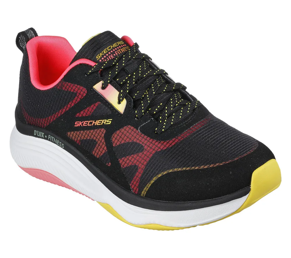 Pantofi sport, dama, SKECHERS D' LUX FITNESS - BRIGHT, 149834-BKMT negru, textil