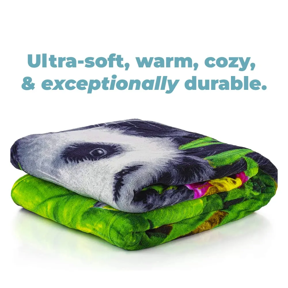 Precious Pandas Fleece Blanket For Bed, 50" X 60" Panda Fleece Throw Blanket